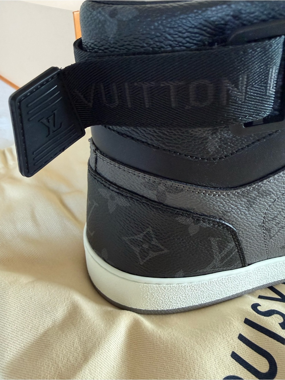 Louis Vuitton Men’s Rivoli Damier Graphite Monogram High-Top Sneakers - Picture 5 of 11